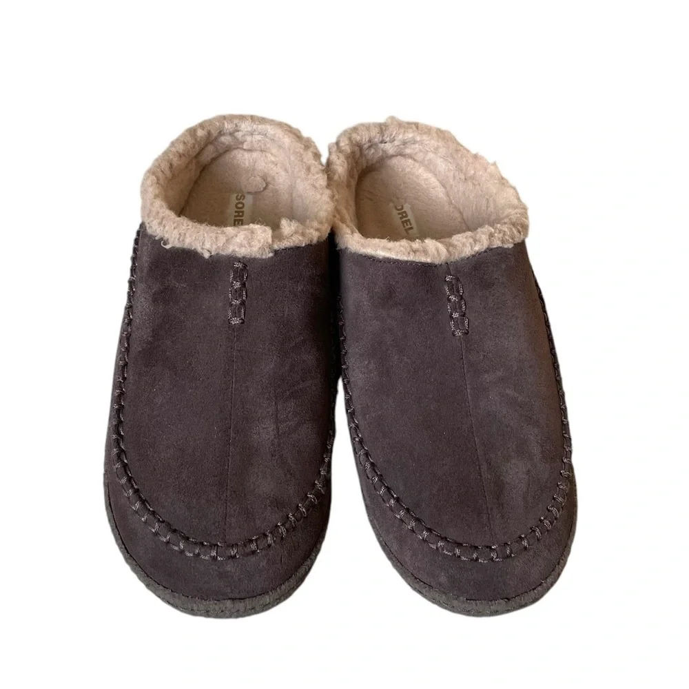SOREL Men’s Falcon Ridge II Brown Suede Shearling Slippers Brown 11